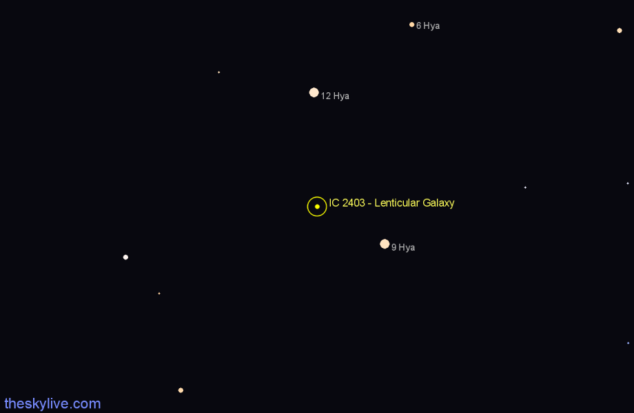 Finder chart IC 2403 - Lenticular Galaxy in Hydra star