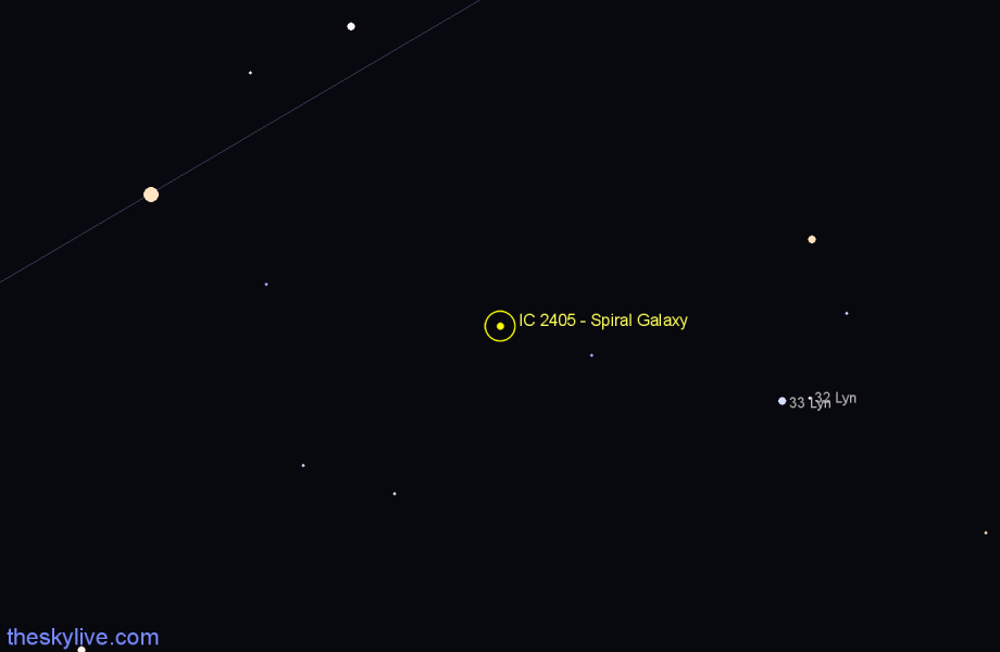 Finder chart IC 2405 - Spiral Galaxy in Lynx star