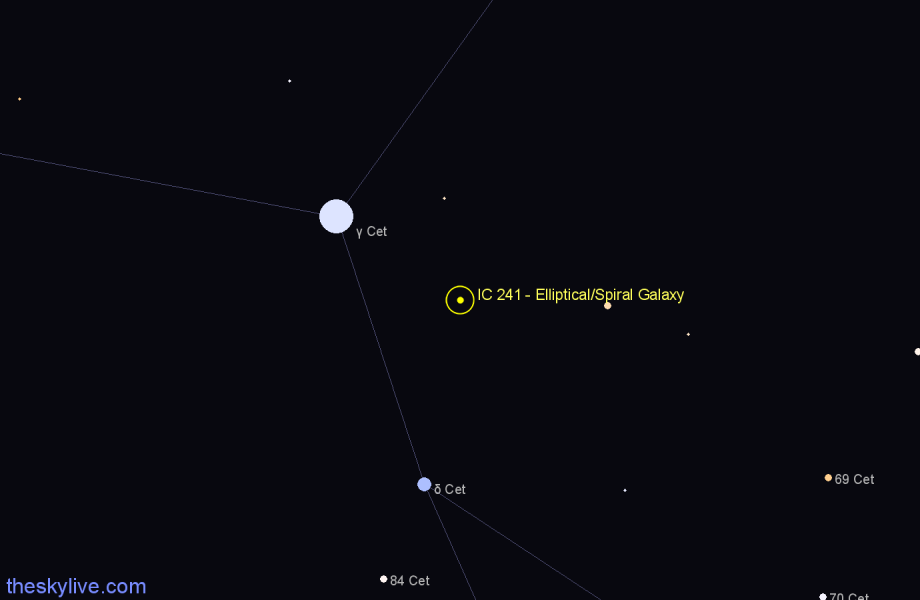 Finder chart IC 241 - Elliptical/Spiral Galaxy in Cetus star