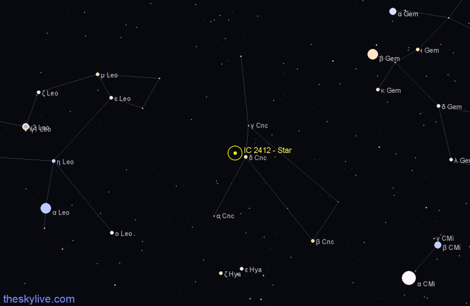 Finder chart IC 2412 - Star in Cancer star