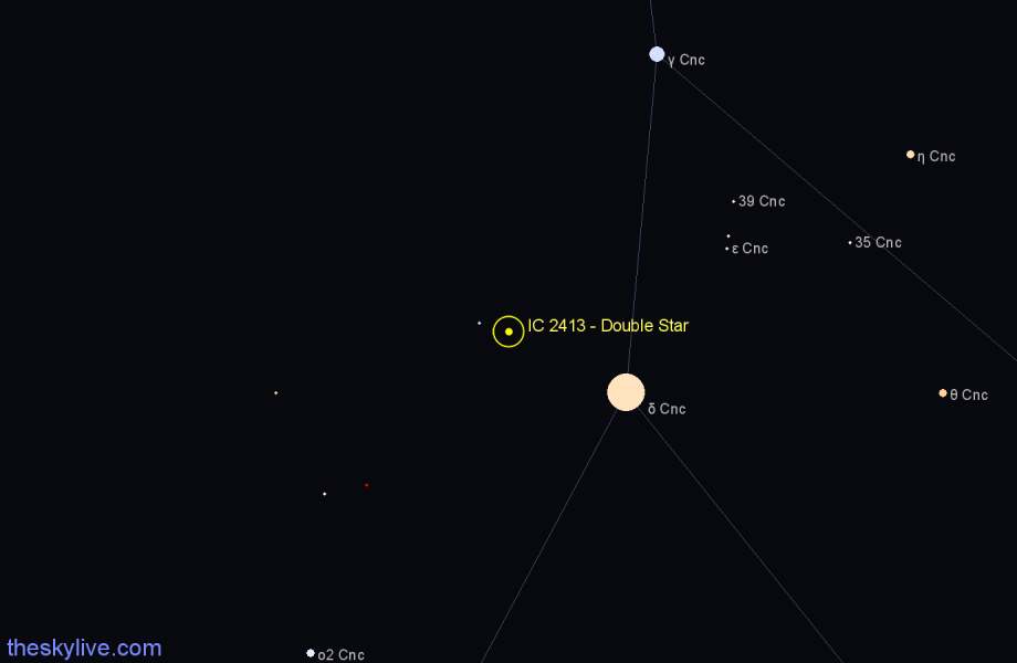 Finder chart IC 2413 - Double Star in Cancer star