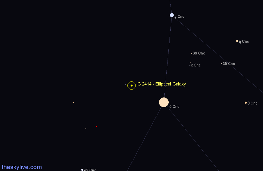 Finder chart IC 2414 - Elliptical Galaxy in Cancer star