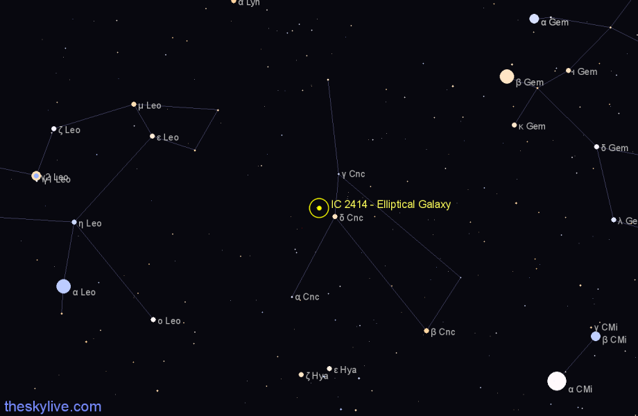 Finder chart IC 2414 - Elliptical Galaxy in Cancer star