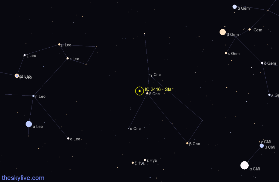 Finder chart IC 2416 - Star in Cancer star