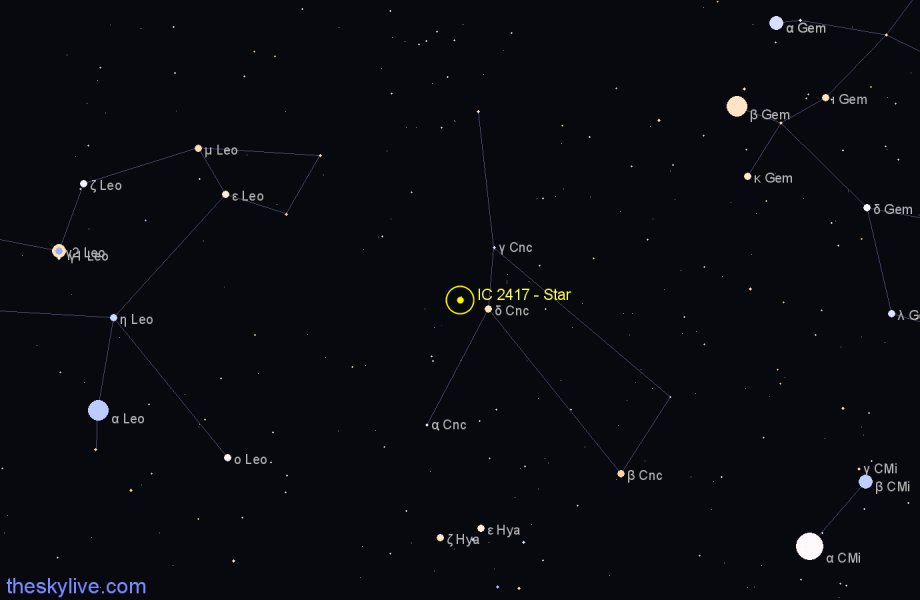 Finder chart IC 2417 - Star in Cancer star