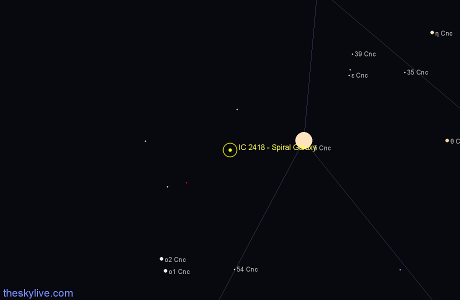 Finder chart IC 2418 - Spiral Galaxy in Cancer star