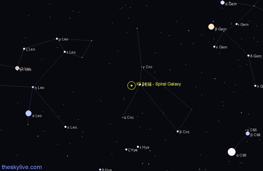 Finder chart IC 2418 - Spiral Galaxy in Cancer star