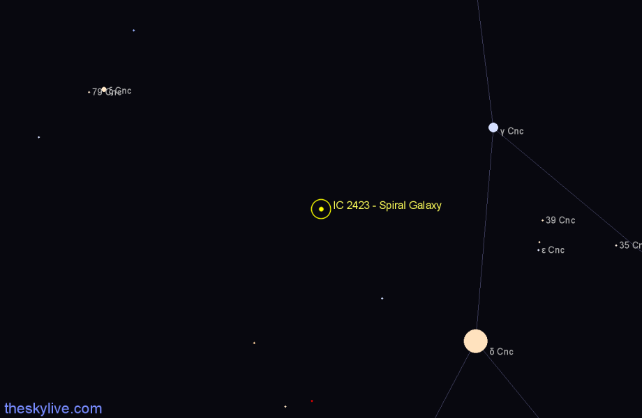 Finder chart IC 2423 - Spiral Galaxy in Cancer star