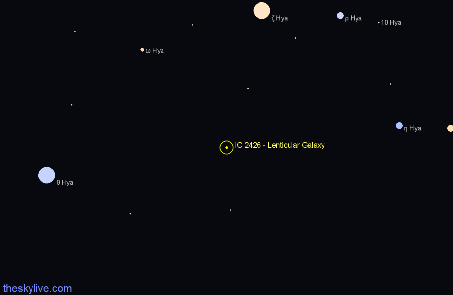 Finder chart IC 2426 - Lenticular Galaxy in Hydra star