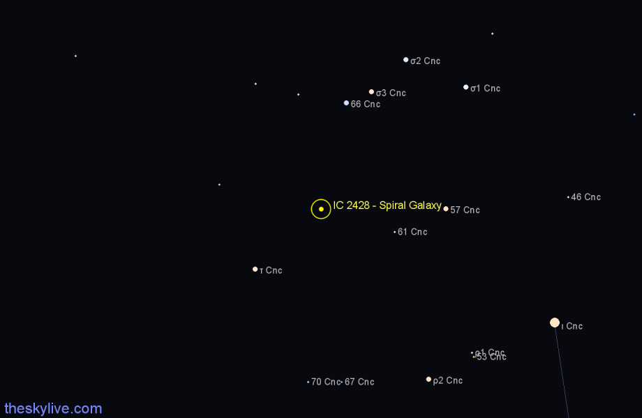 Finder chart IC 2428 - Spiral Galaxy in Cancer star