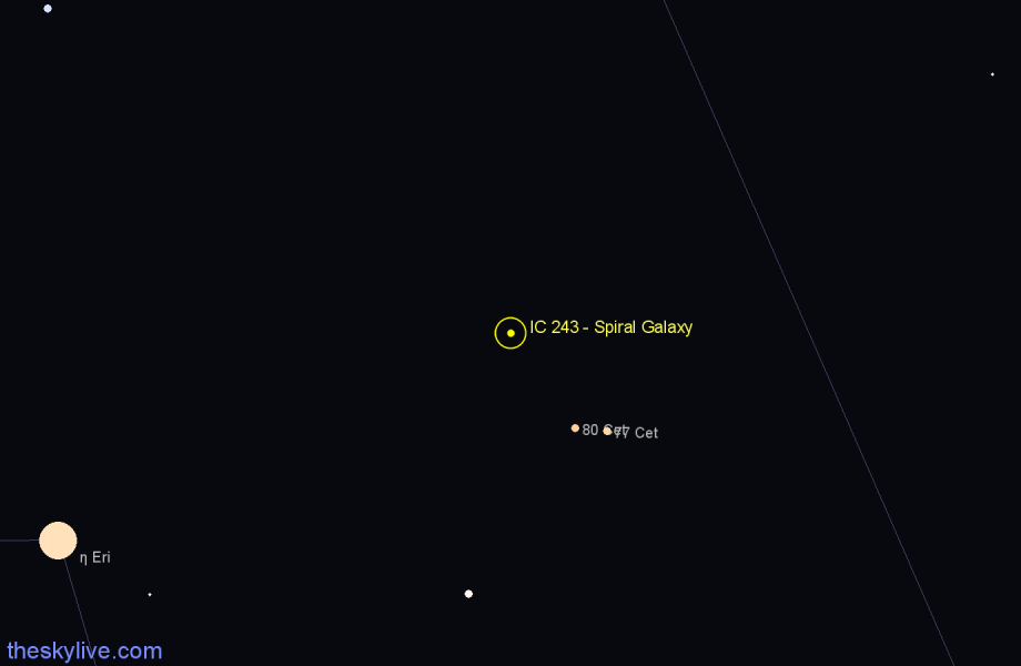 Finder chart IC 243 - Spiral Galaxy in Cetus star