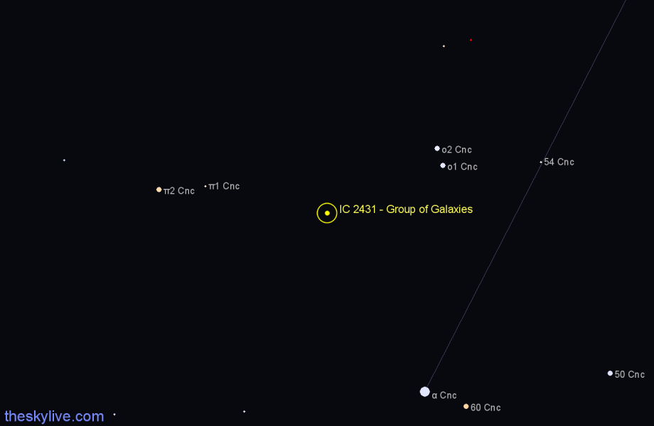 Finder chart IC 2431 - Group of Galaxies in Cancer star