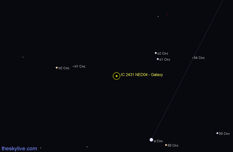 Finder chart IC 2431 NED04 - Galaxy in Cancer star