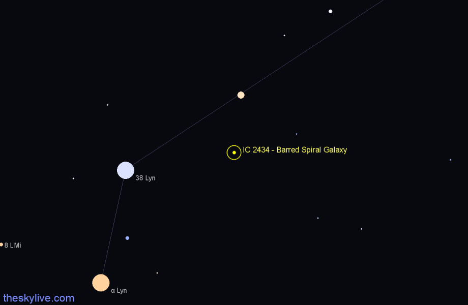 Finder chart IC 2434 - Barred Spiral Galaxy in Lynx star