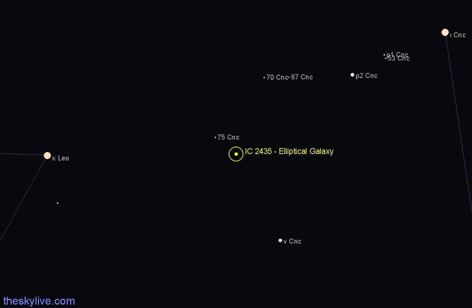Finder chart IC 2435 - Elliptical Galaxy in Cancer star