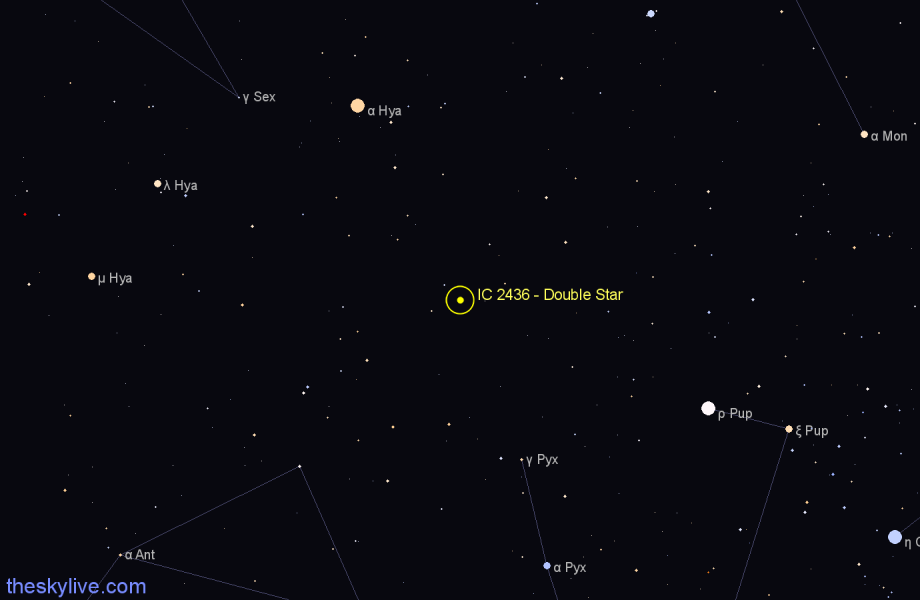 Finder chart IC 2436 - Double Star in Hydra star