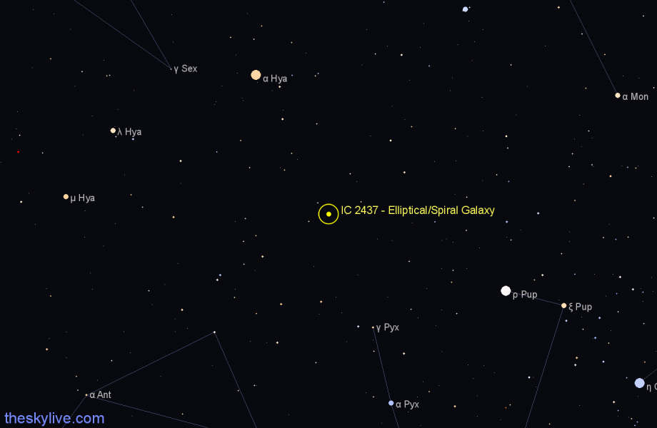 Finder chart IC 2437 - Elliptical/Spiral Galaxy in Hydra star