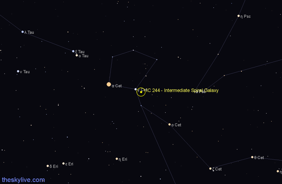 Finder chart IC 244 - Intermediate Spiral Galaxy in Cetus star