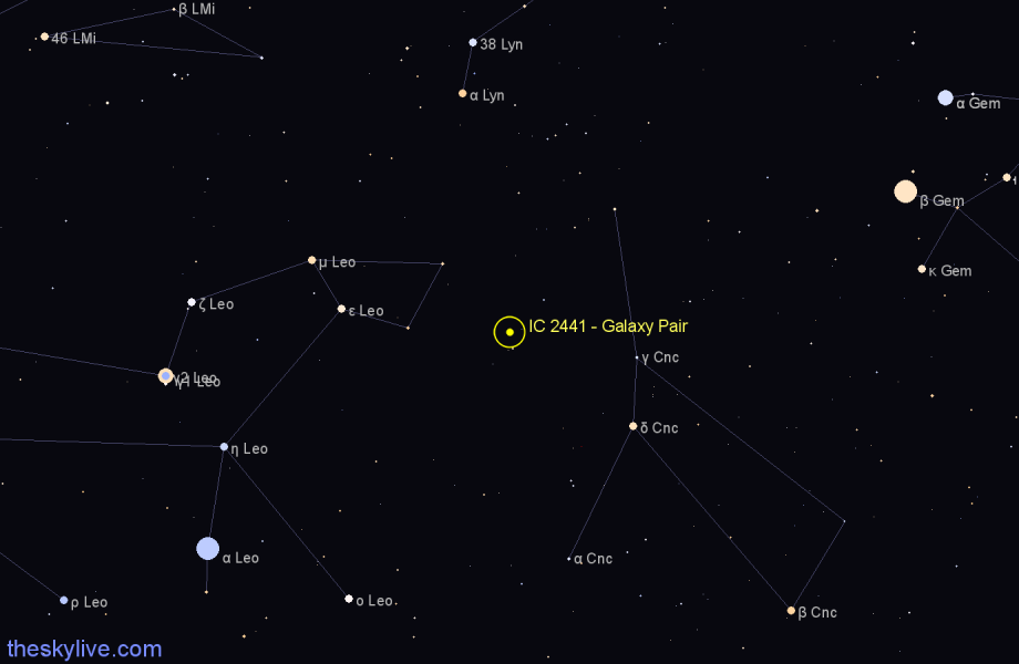 Finder chart IC 2441 - Galaxy Pair in Cancer star