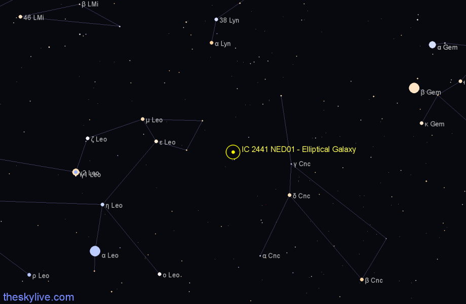 Finder chart IC 2441 NED01 - Elliptical Galaxy in Cancer star