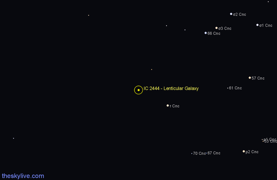 Finder chart IC 2444 - Lenticular Galaxy in Cancer star