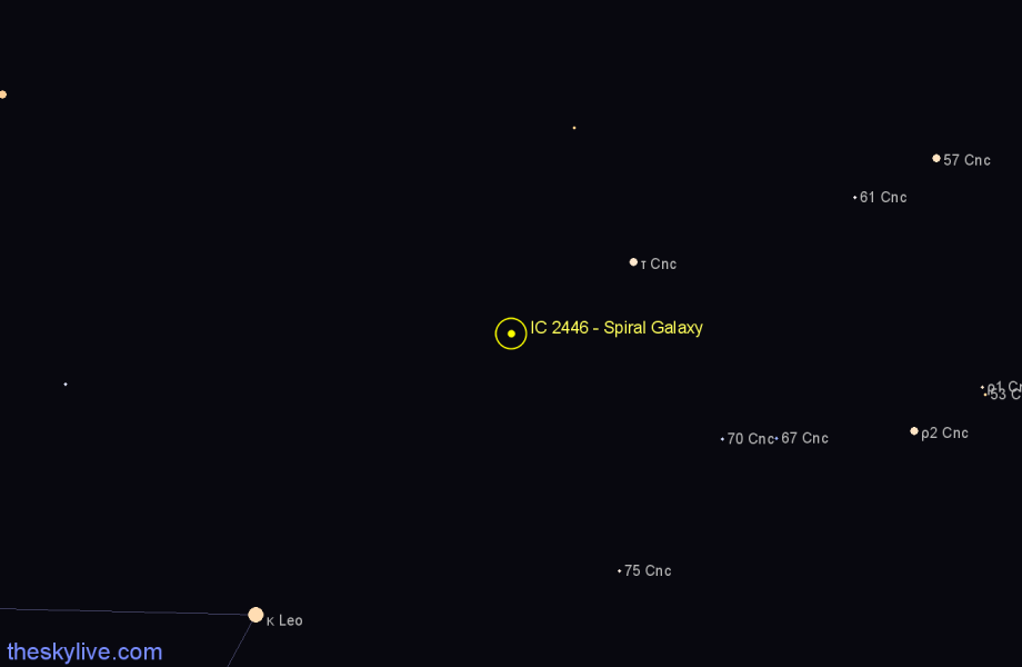 Finder chart IC 2446 - Spiral Galaxy in Cancer star