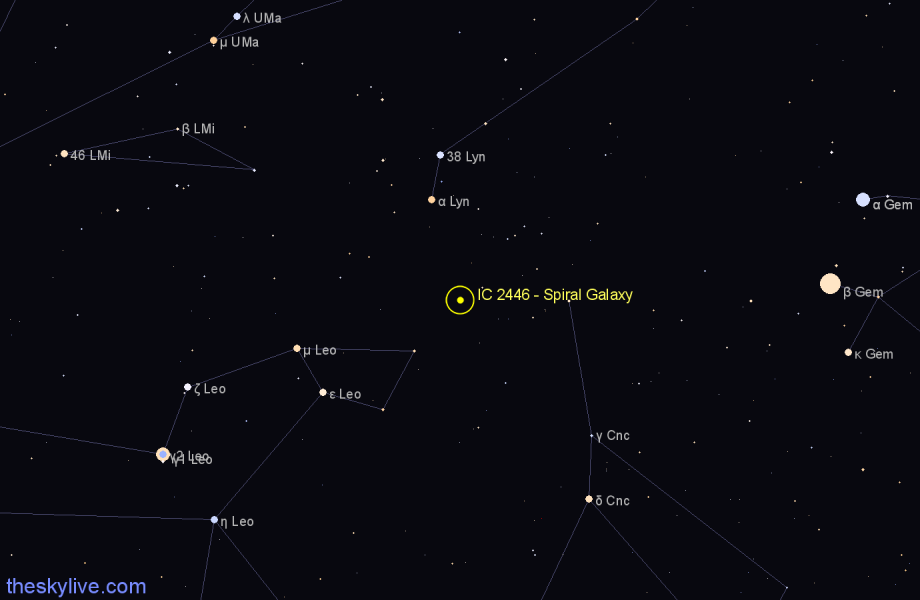 Finder chart IC 2446 - Spiral Galaxy in Cancer star