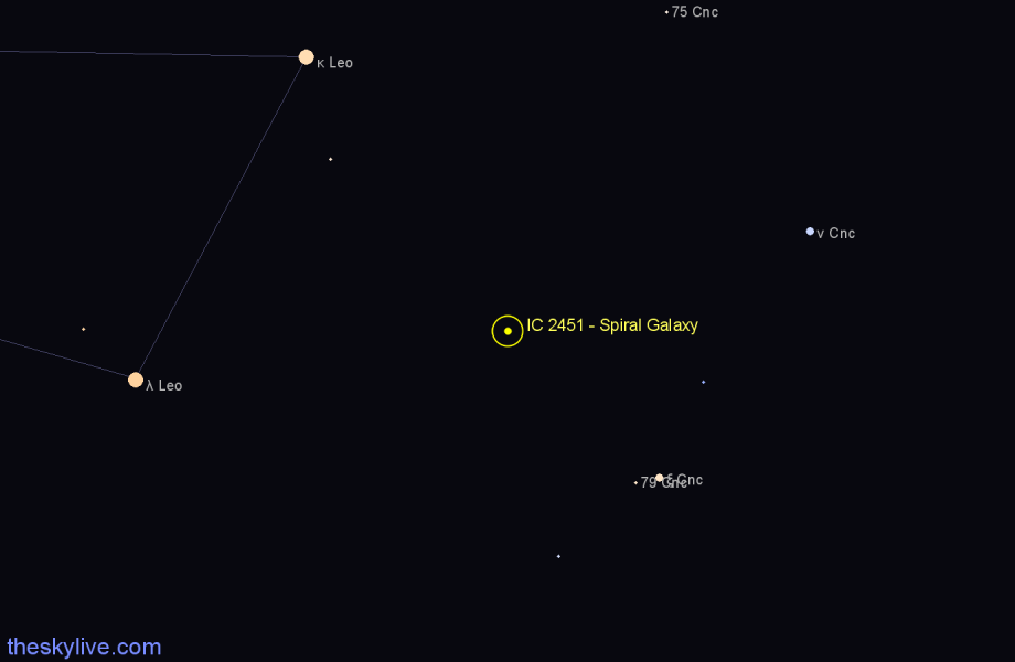 Finder chart IC 2451 - Spiral Galaxy in Cancer star