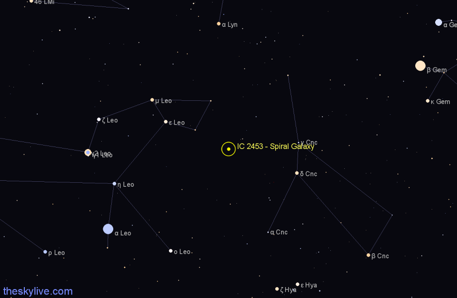 Finder chart IC 2453 - Spiral Galaxy in Cancer star