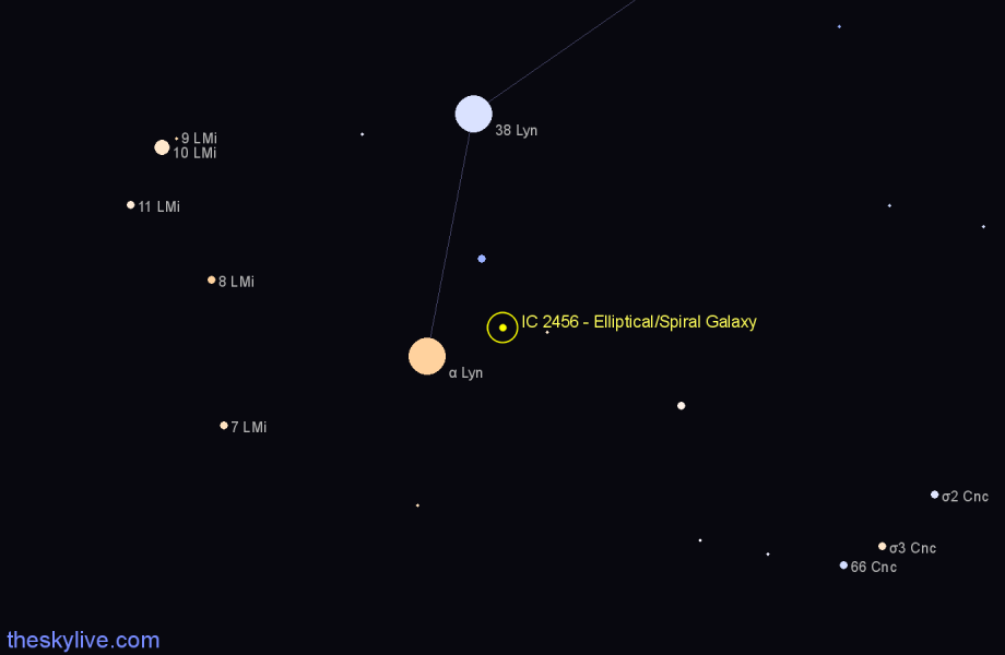Finder chart IC 2456 - Elliptical/Spiral Galaxy in Lynx star