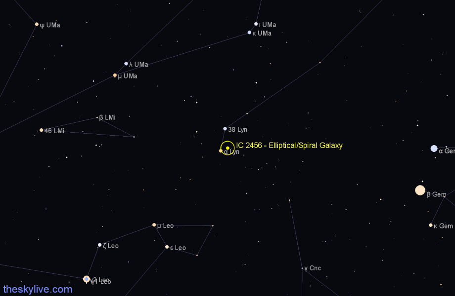 Finder chart IC 2456 - Elliptical/Spiral Galaxy in Lynx star