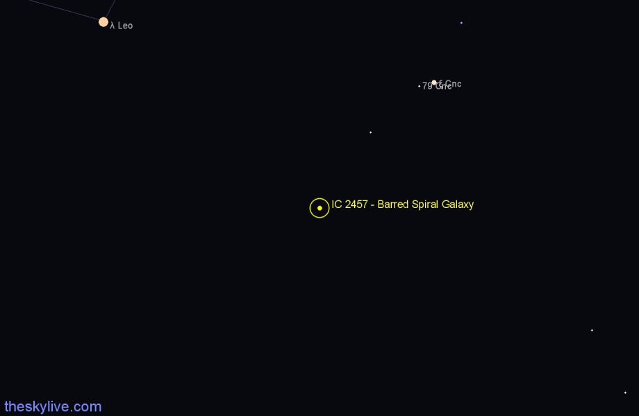 Finder chart IC 2457 - Barred Spiral Galaxy in Cancer star