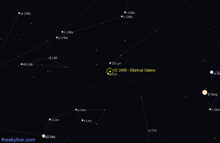 Finder chart IC 2459 - Elliptical Galaxy in Lynx star