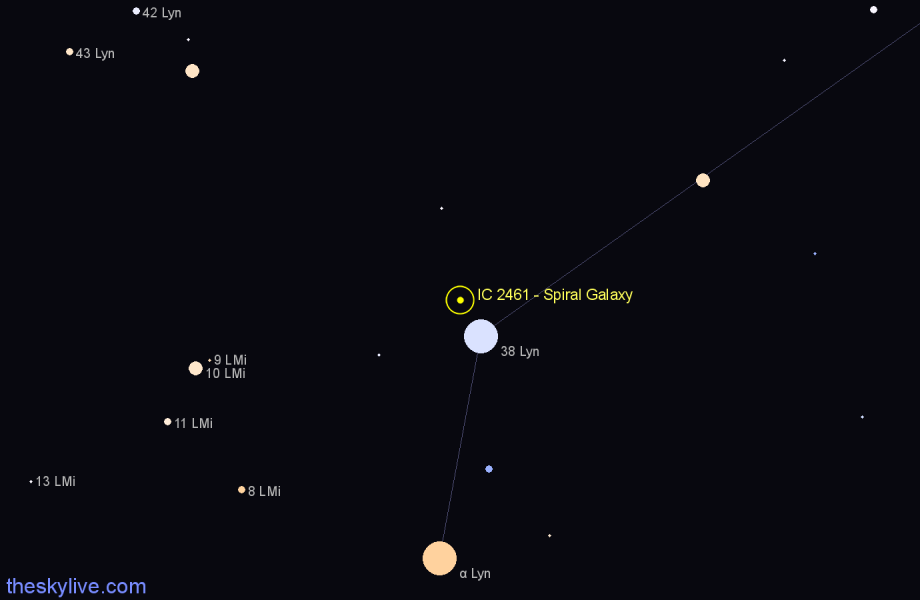 Finder chart IC 2461 - Spiral Galaxy in Lynx star