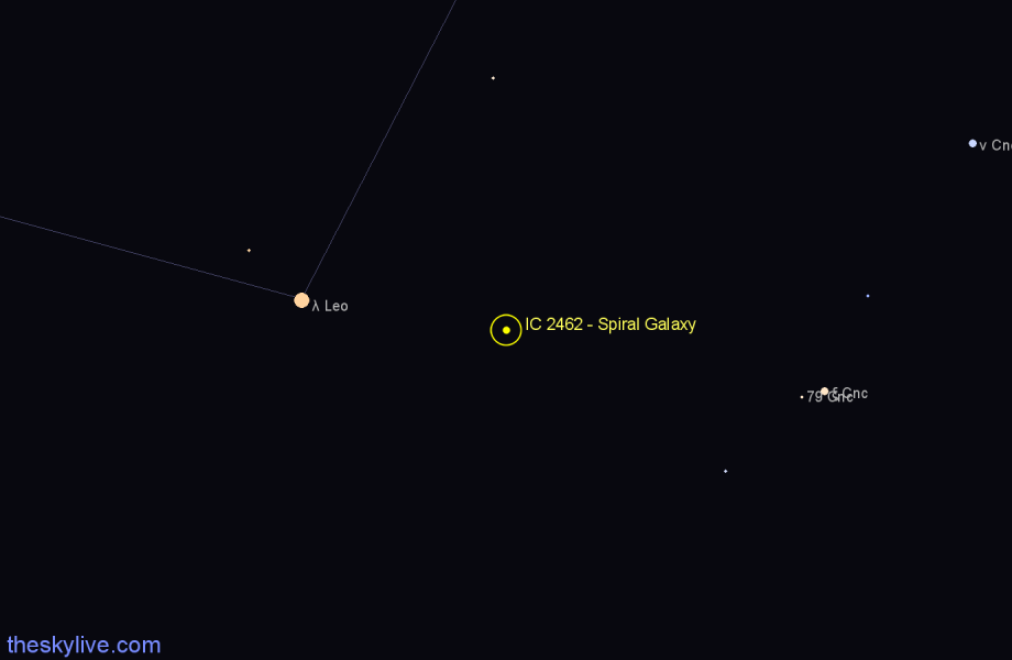 Finder chart IC 2462 - Spiral Galaxy in Leo star