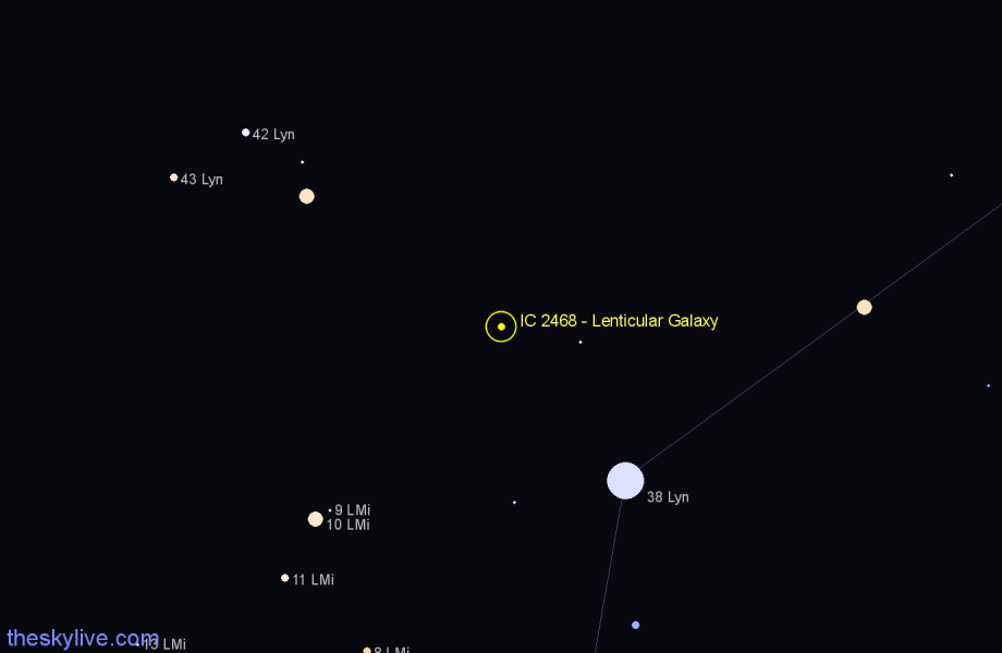 Finder chart IC 2468 - Lenticular Galaxy in Leo Minor star