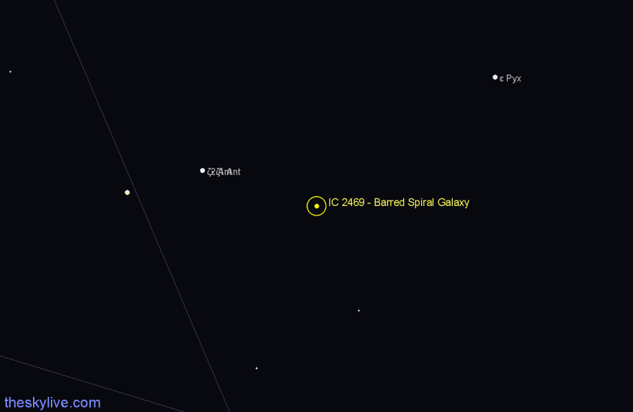 Finder chart IC 2469 - Barred Spiral Galaxy in Pyxis star