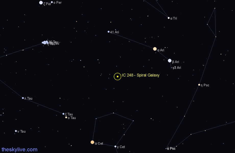 Finder chart IC 248 - Spiral Galaxy in Aries star