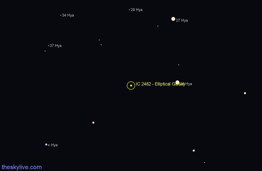 Finder chart IC 2482 - Elliptical Galaxy in Hydra star