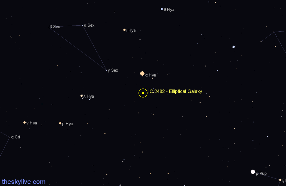Finder chart IC 2482 - Elliptical Galaxy in Hydra star