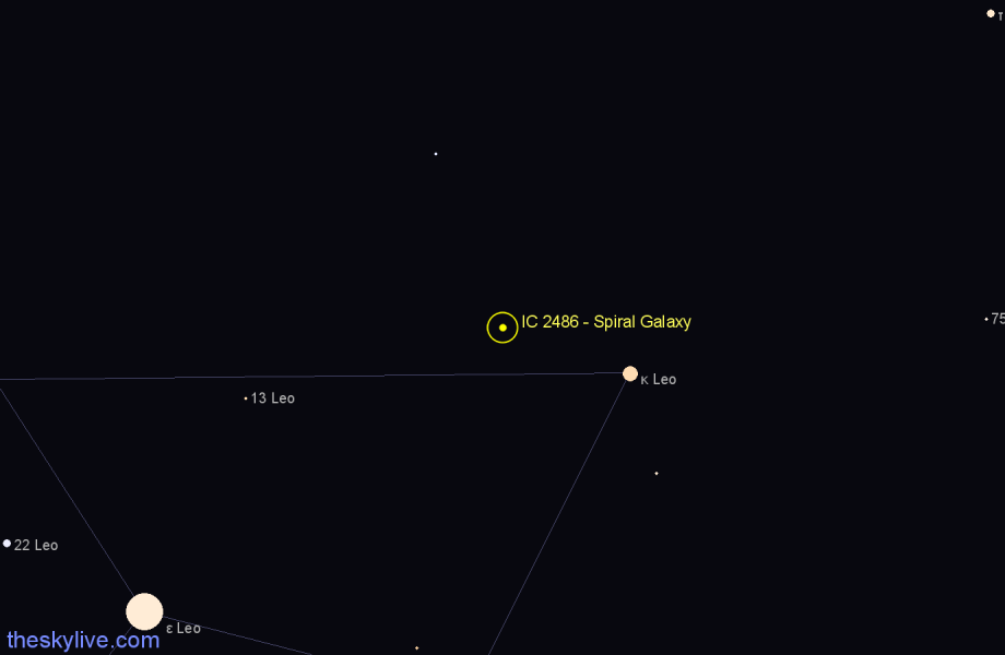 Finder chart IC 2486 - Spiral Galaxy in Leo star