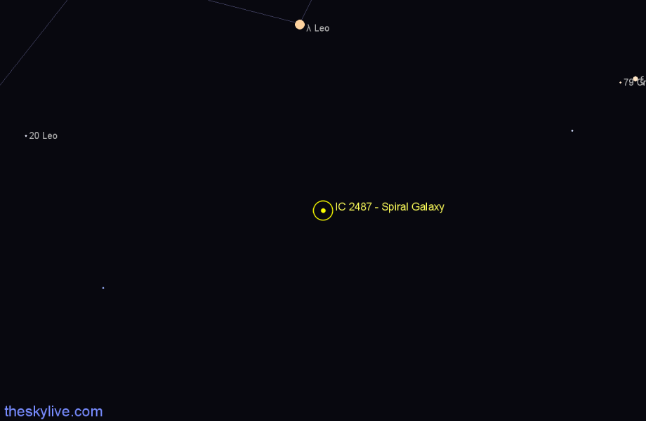 Finder chart IC 2487 - Spiral Galaxy in Leo star