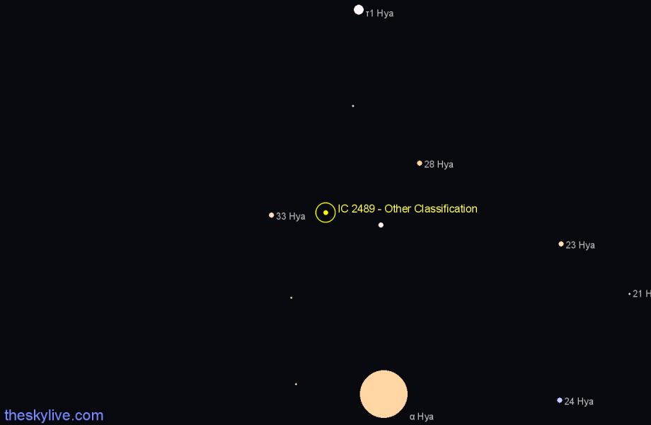 Finder chart IC 2489 - Other Classification in Hydra star