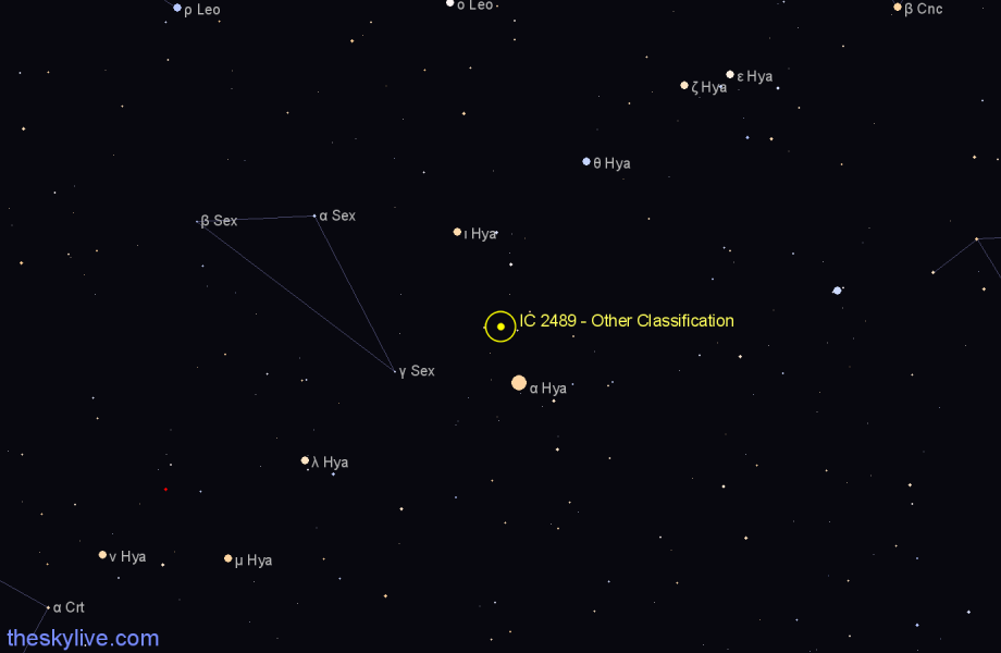 Finder chart IC 2489 - Other Classification in Hydra star