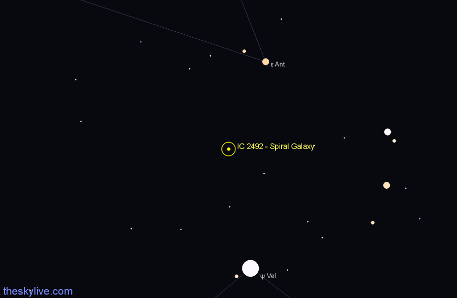 Finder chart IC 2492 - Spiral Galaxy in Antlia star