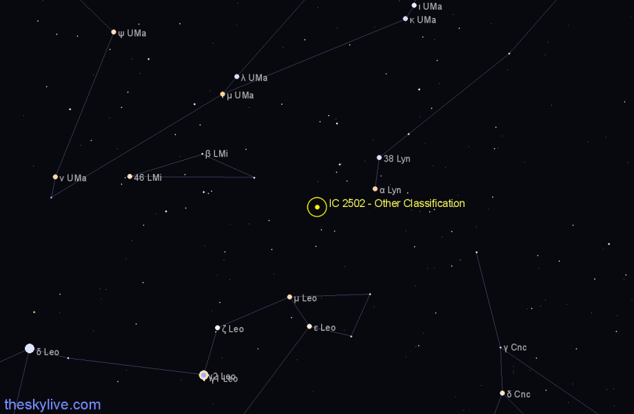 Finder chart IC 2502 - Other Classification in Leo Minor star