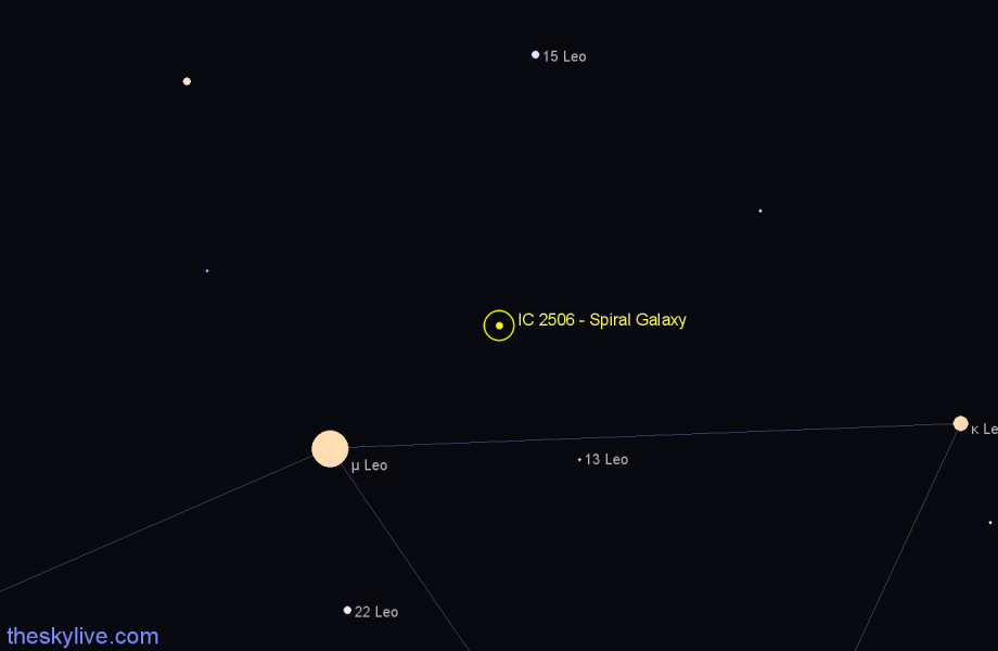 Finder chart IC 2506 - Spiral Galaxy in Leo star