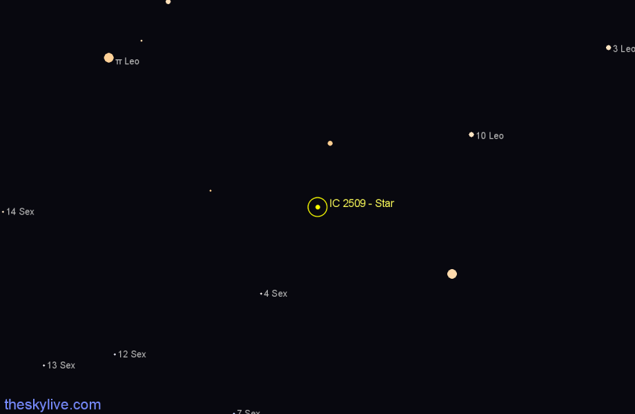Finder chart IC 2509 - Star in Sextans star