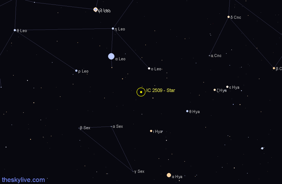 Finder chart IC 2509 - Star in Sextans star