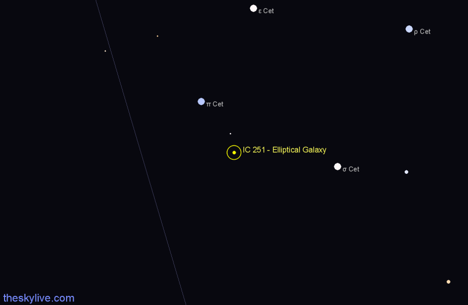 Finder chart IC 251 - Elliptical Galaxy in Cetus star